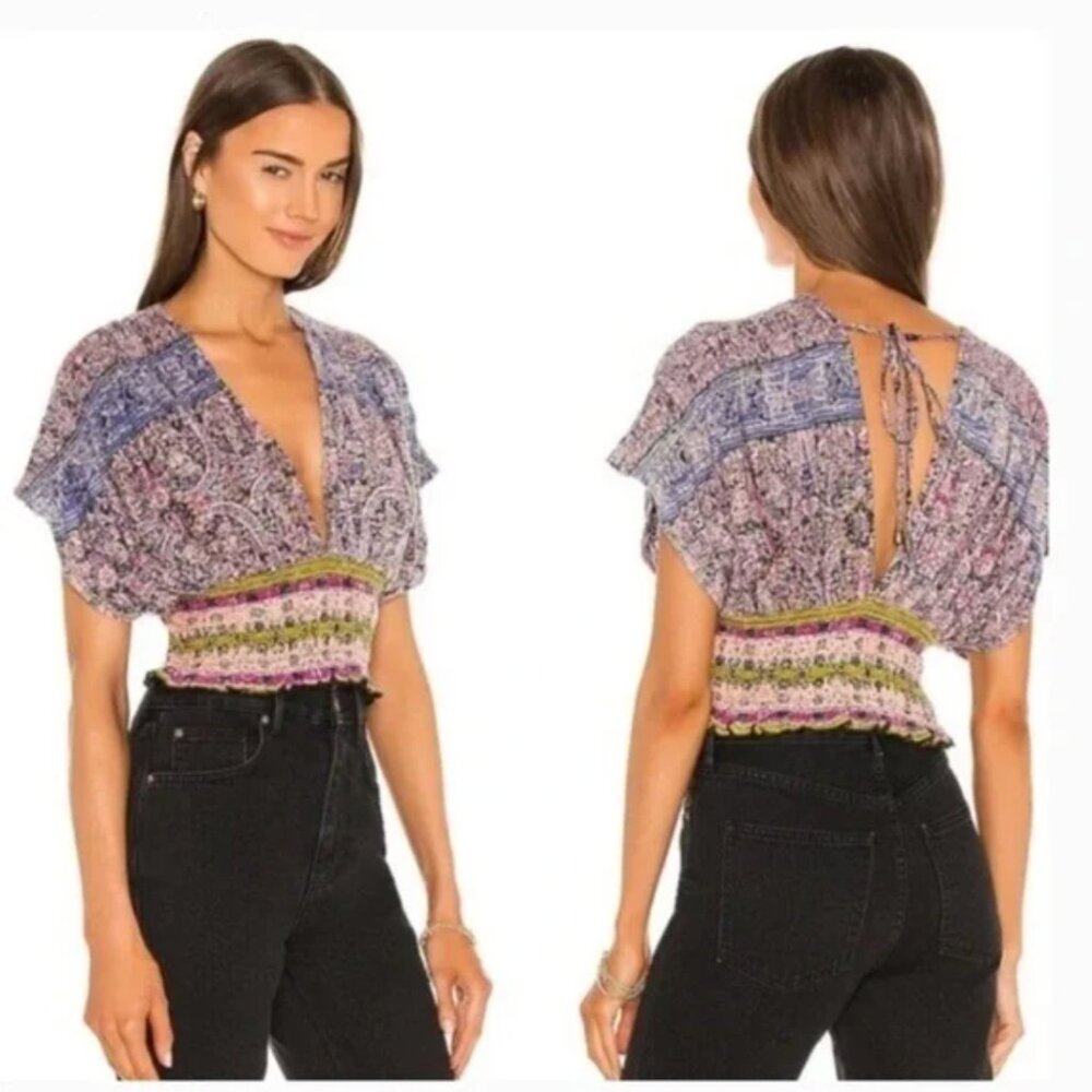 Free People Next Vacation top, multi-color, size M